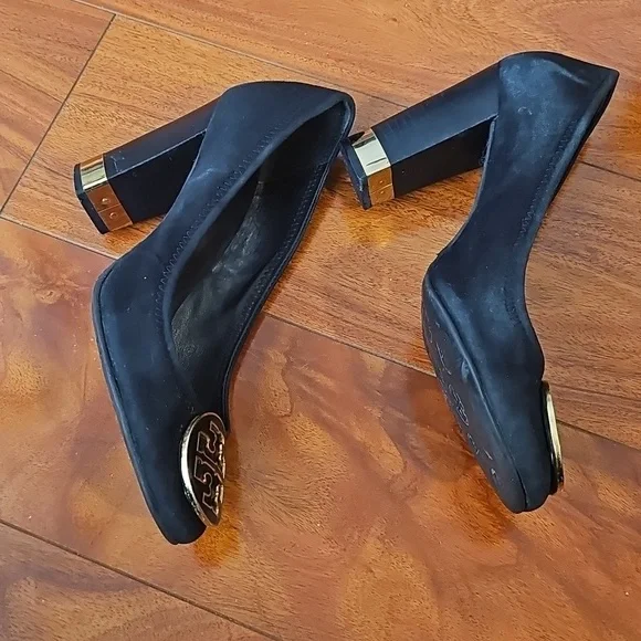 Tory Burch “Maddie” Suede Pumps — Elegant Block Heel Classic Sz 7.5 - Picture 9 of 13